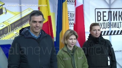 Scene from Ucraina, il premier spagnolo Pedro Sanchez è arrivato a Kiev