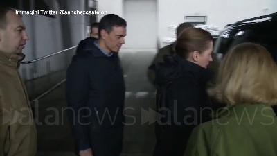 Scene from Ucraina, il premier spagnolo Pedro Sanchez è arrivato a Kiev