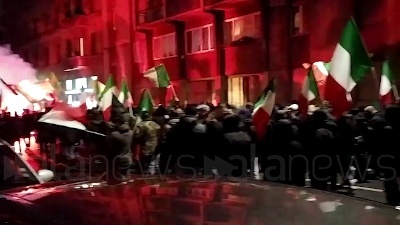 Scene from Ucraina, manifestazione pro Putin in via Boccaccio a Milano
