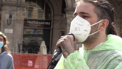 Scene from Milano, Bike Strike di Fridays for Future in Duomo: "Basta false promesse"