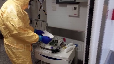Scene from Coronavirus, cambio turno nella terapia intensiva del Celio, sui volti i segni della fatica