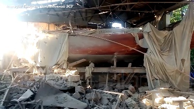 Scene from Ucraina, Mykolaiv colpita con bombe a grappolo