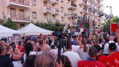 Scene from Strage Via D'Amelio, minuto di silenzio sulle note dell'inno di Mameli